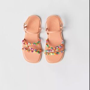 Zara Beaded Sandals in Peach and Multicolor